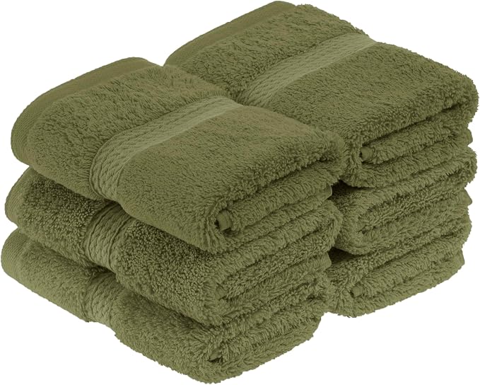 Superior Egyptian Cotton Pile Face Towel/Washcloth Set of 6, Ultra Soft Luxury by SUPERIOR