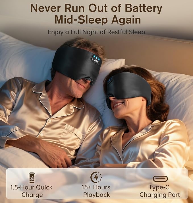 LC-dolida Luxurious Silk Soft Sleep Mask, Sleep Headphones - Image 5
