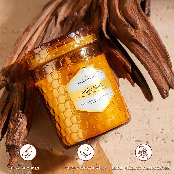 6 Pack Amber Glass Scented Candles - Image 4