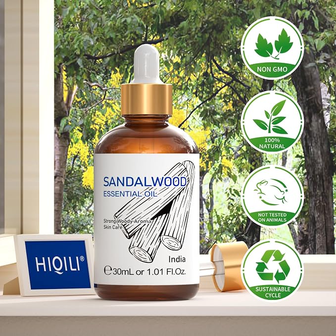 HIQILI Sandalwood Essential Oils 1 Fl Oz, 100% Pure Natural Therapeutic Grade - Image 8
