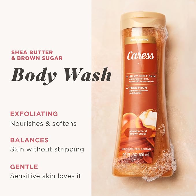 Caress Body Wash for Women, Shea Butter & Brown Sugar, Hydrating and - Image 2