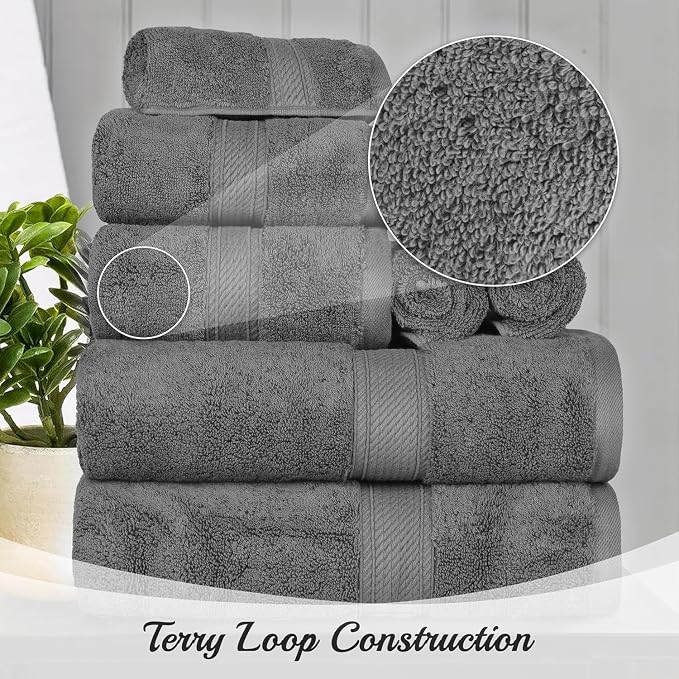 SUPERIOR Egyptian Cotton Pile 3 Piece Towel Set, Includes 1 Bath, 1 Hand - Image 7