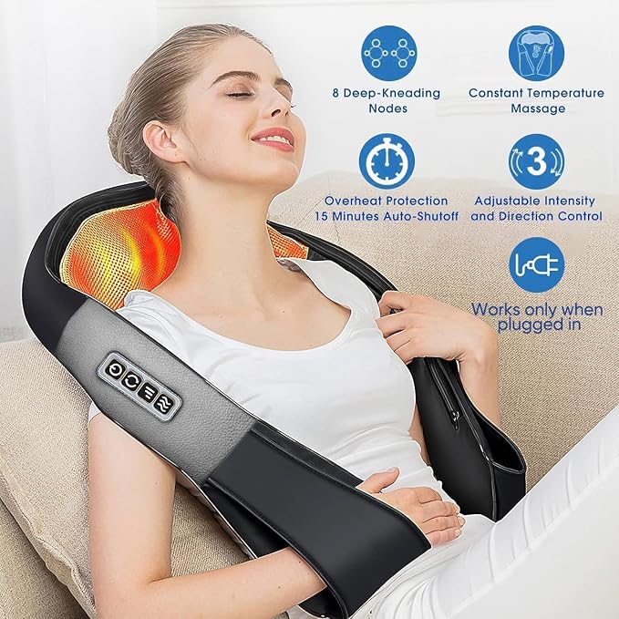 AERLANG Shiatsu Back and Neck Massager, Back Massager Deep Tissue Kneading Neck - Image 2