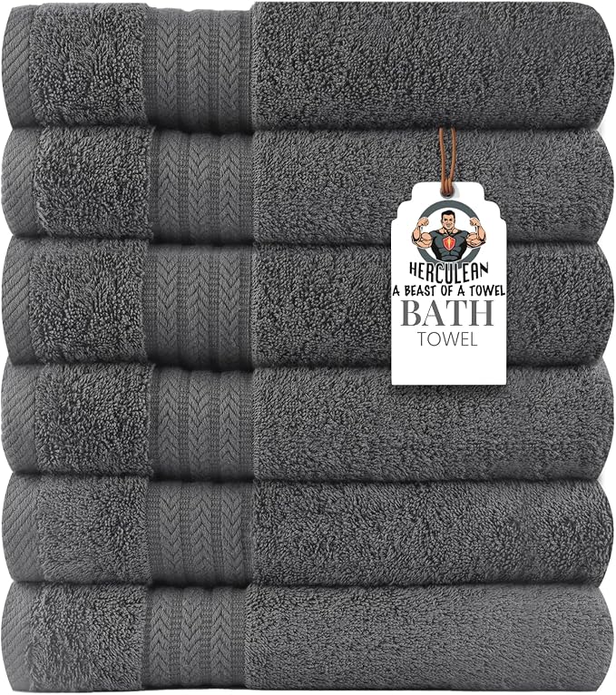 HERCULEAN Large Bath Towels 24 x 50 Pack of 6 | Quick Dry and Highly Absorbent by Unknown