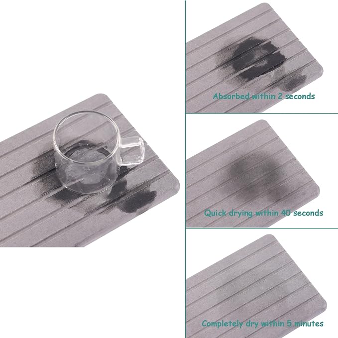 NiuYichee 2 PCS Water Absorbent diatomite Coasters, 8.3" x 4" Water Absorbing - Image 5