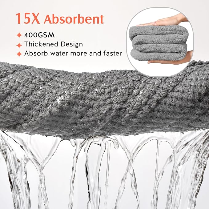 YFONG 2 Pack Large Microfiber Hair Towel Wrap, Super Absorbent Quick Dry Hair - Image 2