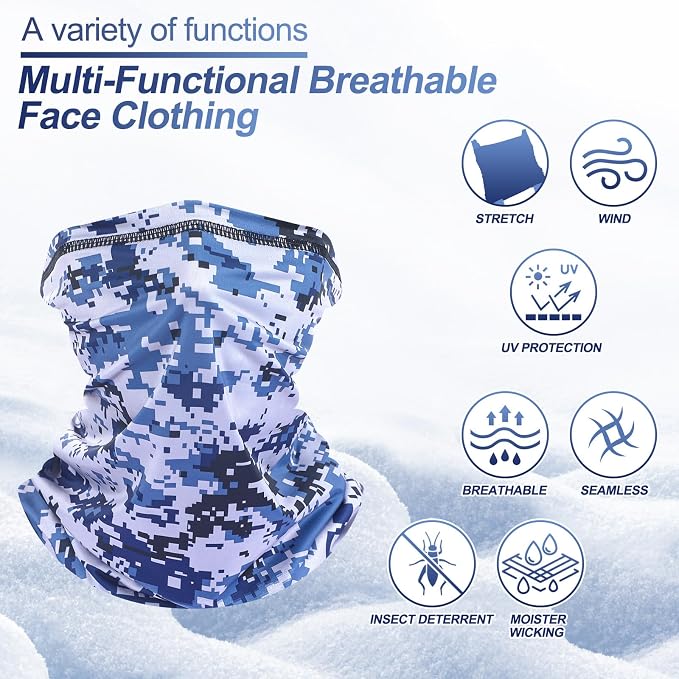 SATINIOR Summer Camo Neck Gaiter UV Protection Cooling Face Mask Sun Hood - Image 2