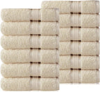 Cotton Craft Ultra Soft 12 Pack Wash Cloths 12x12 Ivory Weighs 2 Ounces Each by COTTONCRAFT