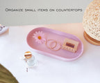 Pink Small Tray, Oval Tray for Bathtub Bathroom Vanity Items, Countertop - Image 4
