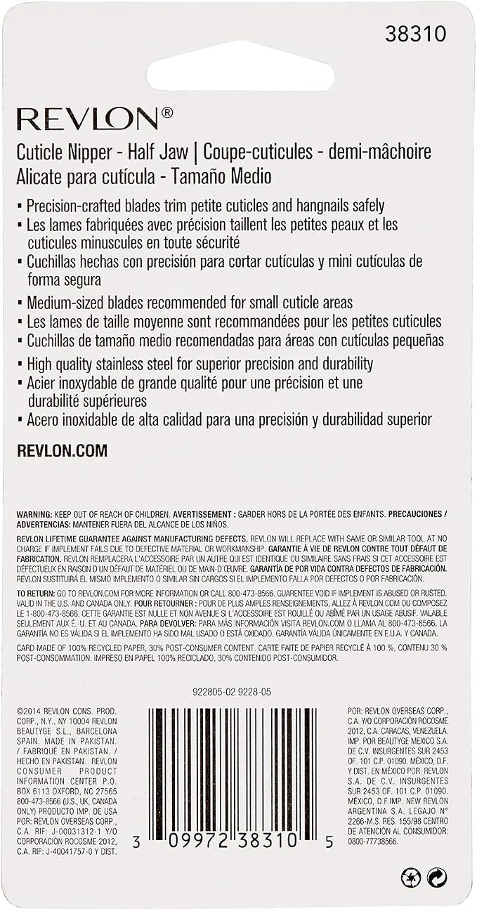 Revlon Half Jaw Cuticle Nipper, Manicure Tool - Image 5