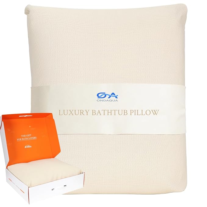 Luxury Bath Pillow for Bathtub, Soft & Comfortable Head Neck & Back Support by ONDAQUA