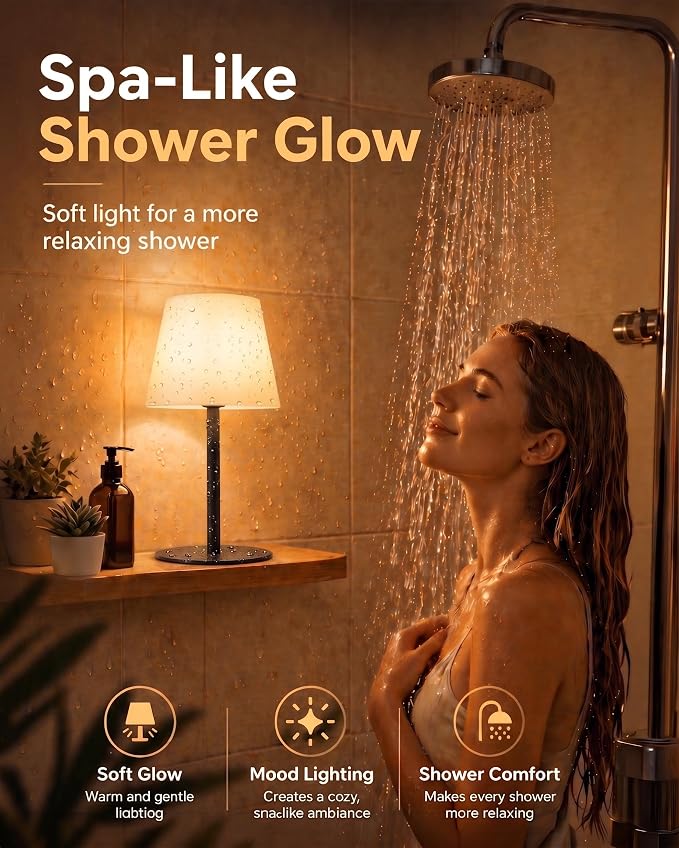 EZVALO Spa-Like Shower Lamp – IP65 Waterproof Bathroom Lamp, Rechargeable - Image 3