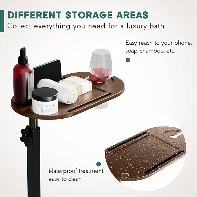 Yumkfoi Bamboo Bathtub Tray Table - Image 5