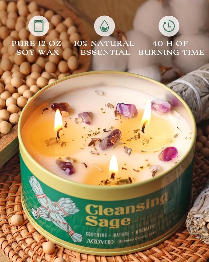 AOOVOO 2 Pack Sage Candle for Cleansing - Image 2