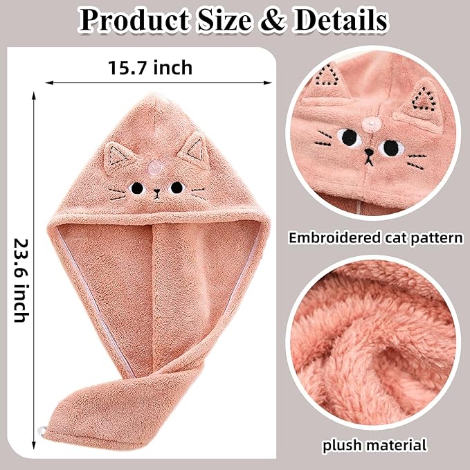 2Pack Microfiber Hair Towel Wrap - Image 3
