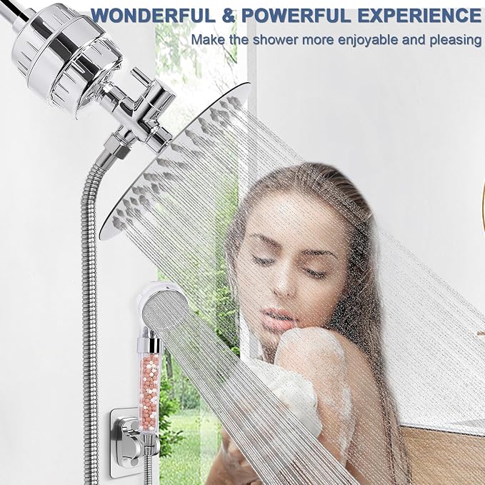 HarJue Filter Shower Head, High Pressure 8 Inch Rainfull - Image 6