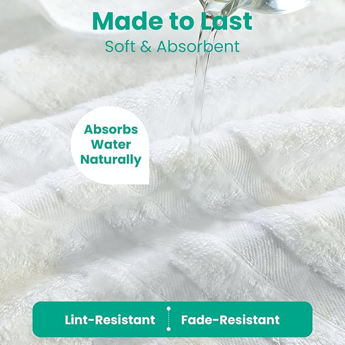 Bath Towels 2 Pack, 30 x 60 Inches, Large 100% Cotton Towels, Comfortable - Image 5