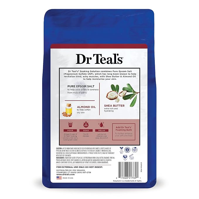 Dr Teal's Pure Epsom Magnesium Salt Soak, Shea Butter & Almond, 3 lbs - Image 9