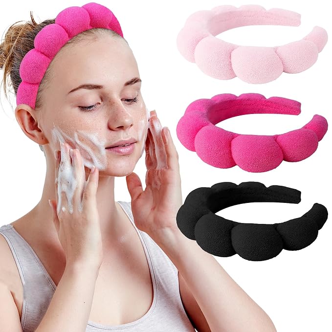 WHAVEL 3 Pack Spa Headband Skincare Headbands, Makeup Headband Sponge Terry by Whavel