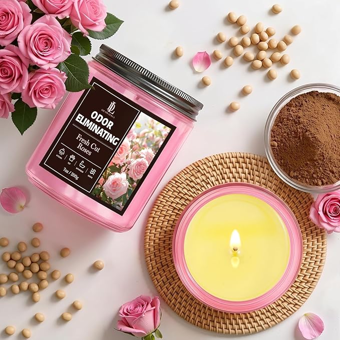 Fresh Cut Roses Odor Eliminating Candle, Romantic Floral Scent - Image 5