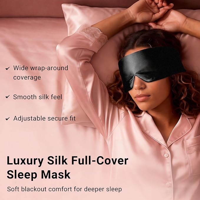 Silk Sleep Mask for Side Sleepers, Eye Mask for Sleeping Women Men, - Image 2