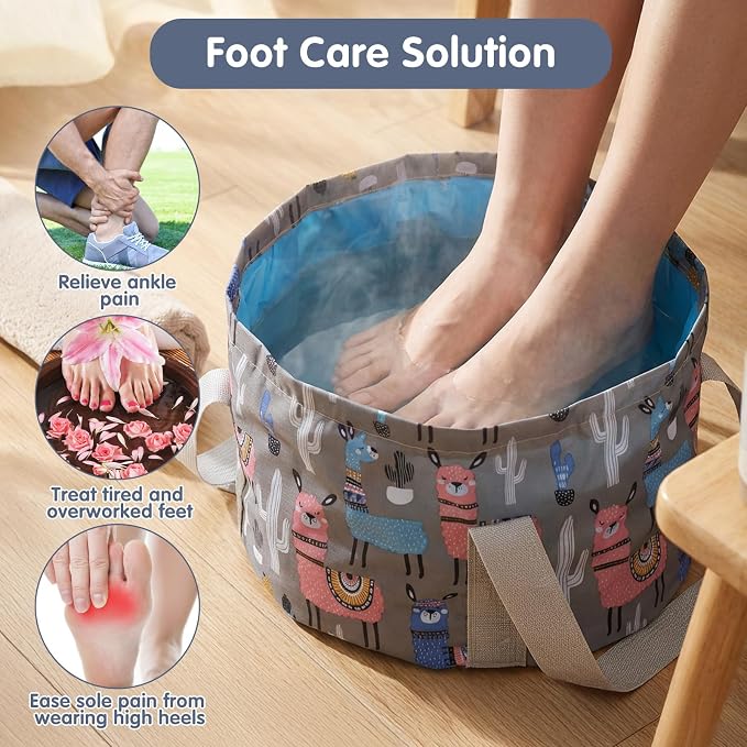 Molain Foldable Bucket for Soaking Feet, Portable Foot Bath Tub Spa Basin Grey - Image 2