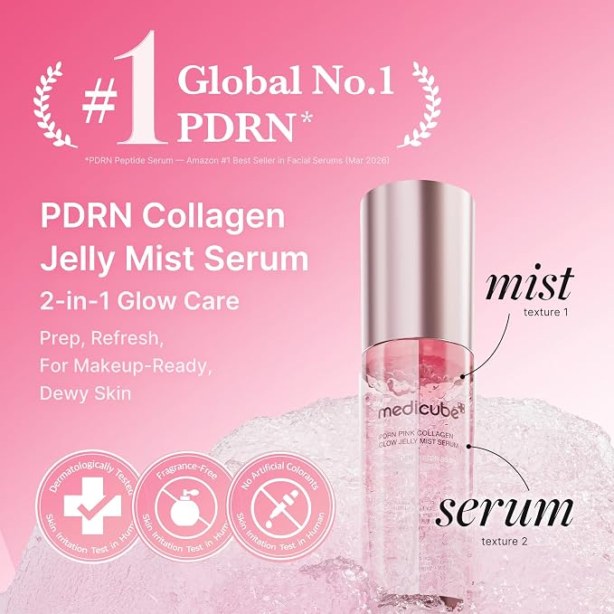 medicube Jelly Mist Serum with Pink PDRN Collagen | Dual-Texture Glow Spray - Image 2