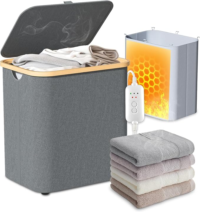 Towel Warmer & Laundry Basket 2-in-1, Foldable Towel Warmer by cocozywarm