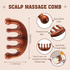 LemonRoad 12 Pack Wooden Scalp Massager Natural Sandalwood Wide Tooth Combs - Image 2