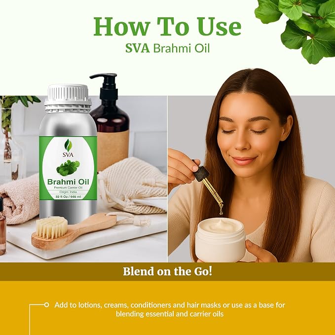 SVA Brahmi Oil - 32 Fl Oz – 100% Natural Cold Pressed Brahmi Oil - - Image 6