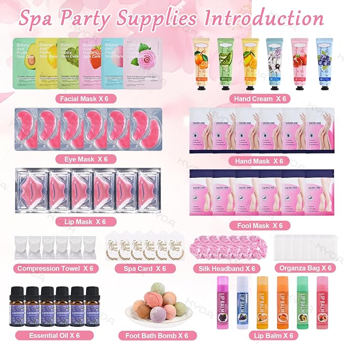 KYDA 78PCS SPA Party Supplies, Face Mask, Hand Cream, Lip Balm, Under Eye - Image 2