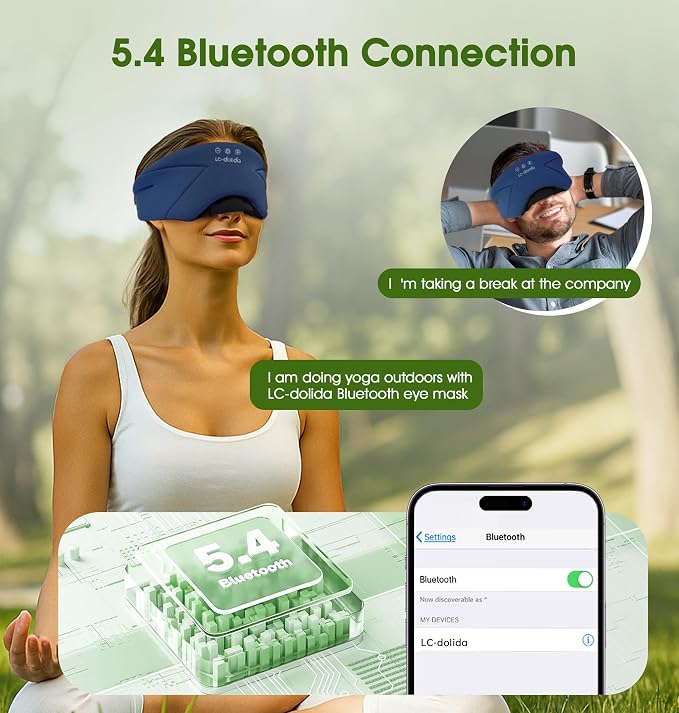 Sleep Mask with Headphones Bluetooth 5.4, LC-dolida Wireless Music Eye Mask - Image 4