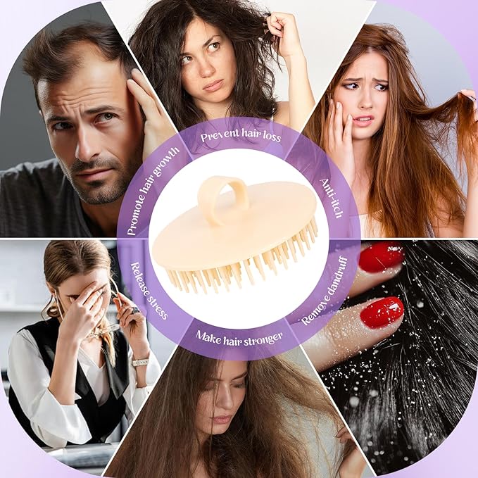 4Pack Hair Scalp Exfoliator Brush Dandruff Cleaning Brush, Flexible Scalp - Image 4
