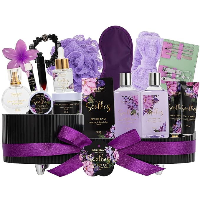 Mothers Day Gifts for Women, Spa Gift Set, CHARCOAL & SHEA BUTTER Bath & Body by SaintRoy
