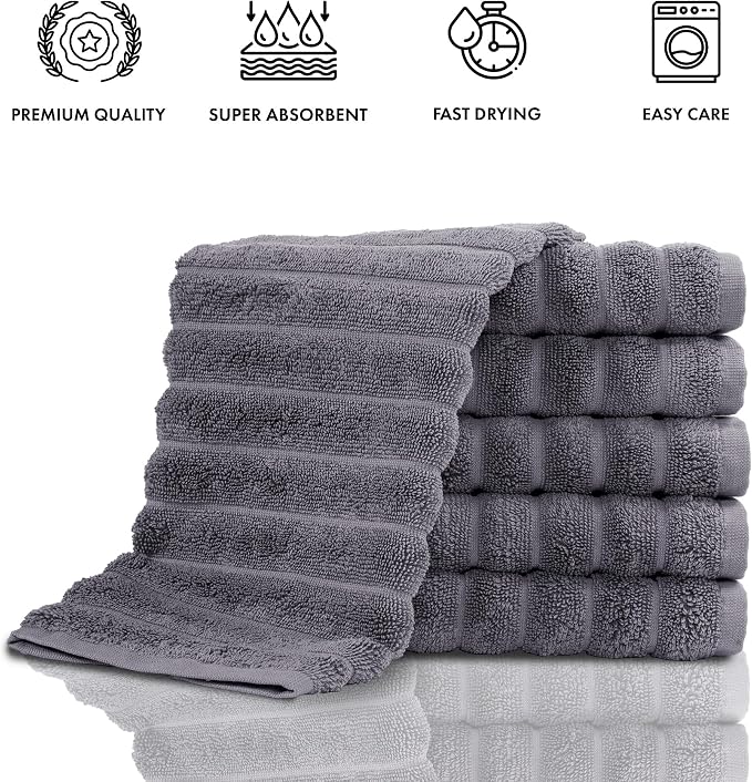 Classic Turkish Towels CTT Luxurious 100% Turkish Cotton Washcloths 6 Pack - Image 4