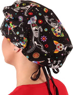 Sparkling EARTH Banded Bouffant Surgical Scrub Ponytail Working Caps and - Image 4