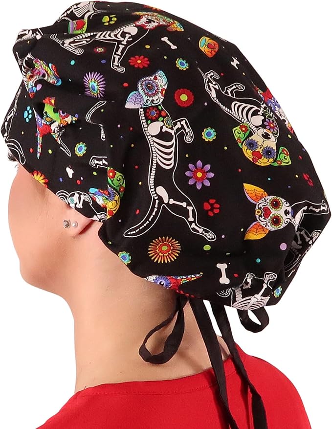 Sparkling EARTH Banded Bouffant Surgical Scrub Ponytail Working Caps and - Image 4