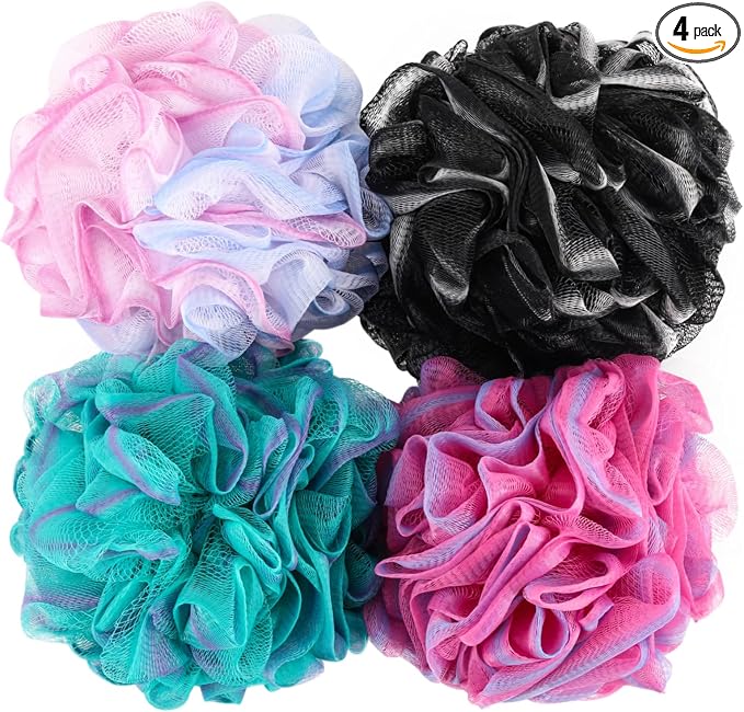 BTYMS Loofah Sponge 60 Gram Shower Pouf Bath Scrunchies Shower Puff Exfoliating by BTYMS