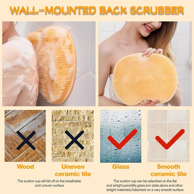 Shower Foot Scrubber, Wall Mounted Bath Massage Pad, Back Scrubber Back - Image 4