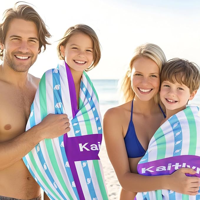 JML Custom Beach Towel with Name, Personalized Microfiber Beach Towel with Name - Image 4