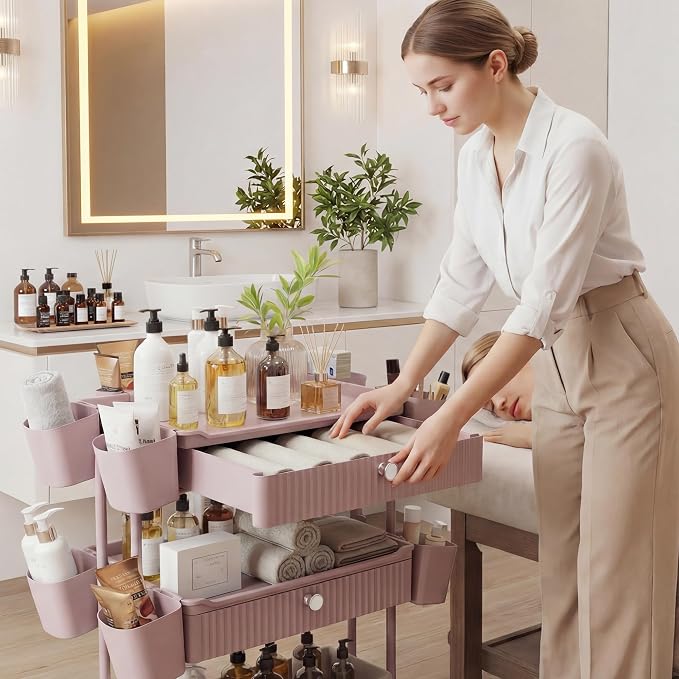 3 Tier Drawer Shelf Beauty Cart - Image 7