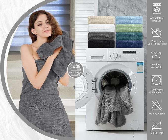 Extra Large Bath Towel Set of 4, Oversized Bath Sheet Super Soft Highly - Image 5