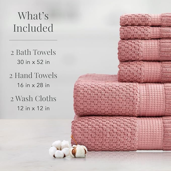 NY Loft 100% Cotton Towel Set 6 Piece | Super Soft & Absorbent Quick-Dry 2 Bath - Image 2