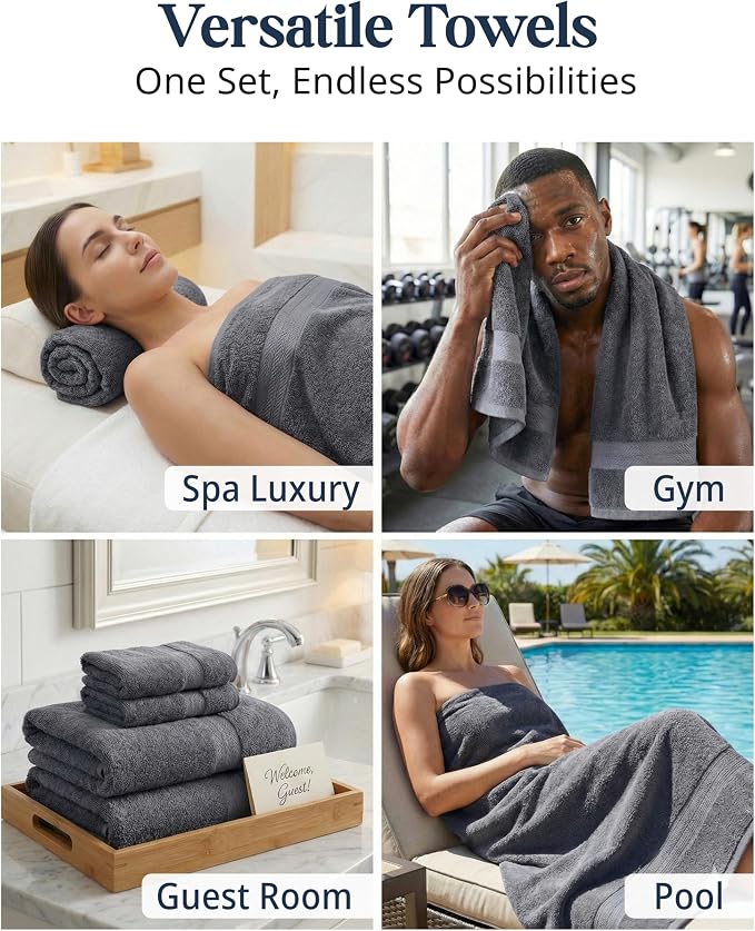 LANE LINEN 100% Cotton Bath Towels Set - Image 7