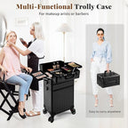 3 in 1 Rolling Makeup Train Case Professional Large Cosmetic Trolley - Image 4