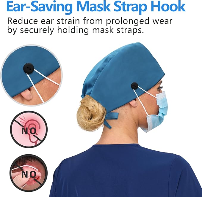 Satin Lined Scrub Cap, Adjustable Surgical Cap - Image 3