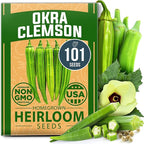 HOME GROWN Clemson Spineless Okra Seeds 101+ Heirloom Non-GMO Vegetable Seeds by HOMEGROWN