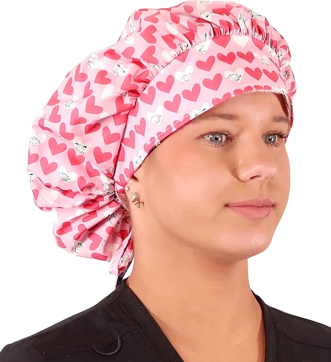 Sparkling EARTH Banded Bouffant Surgical Scrub Ponytail Working Caps and - Image 3