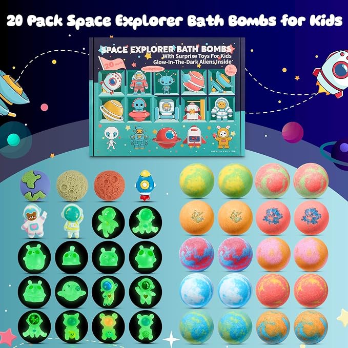20 Pack Galaxy Bath Bombs for Kids - Image 3