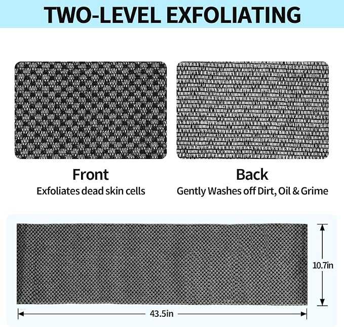 Exfoliating Washcloth Shower Towels, Premium Japanese Exfoliating Body Scrubber - Image 3
